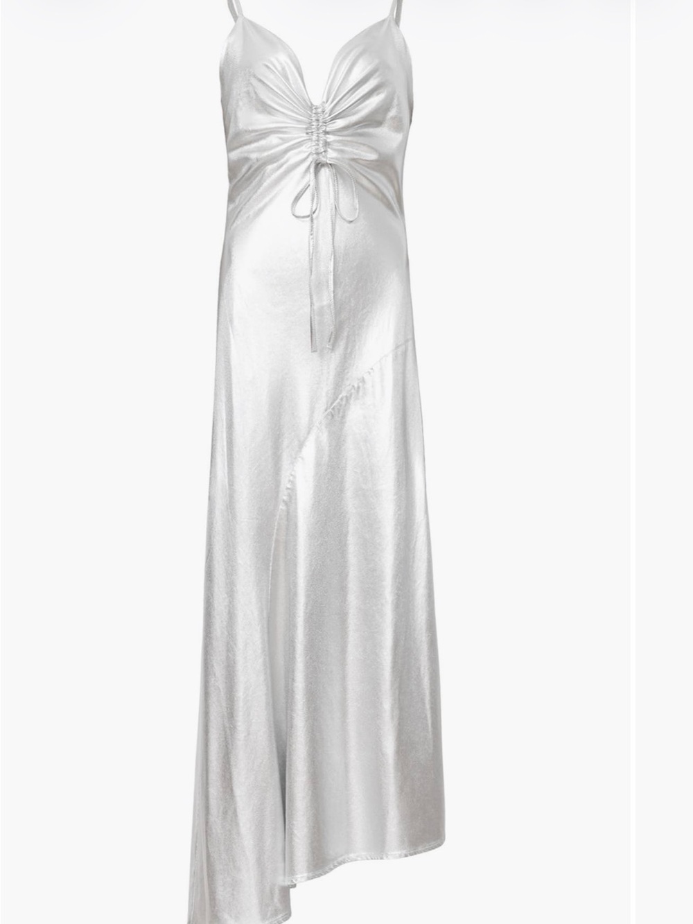 AllSaints Alexia Satin Asymmetrical Slip Dress with Ruched Front US 6/UK 10